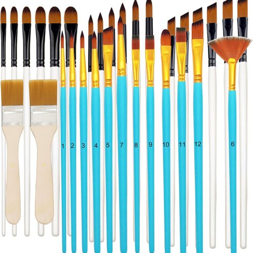 32 pcs Paint Brushes Set for Acrylic Painting,Watercolor,Oil，Inks，Gouache，Crafts, Brush Tip with Flat，Round, Angle，Filbert,Fan, Detail Brushes，Paint Brush Set for Artists and Beginners