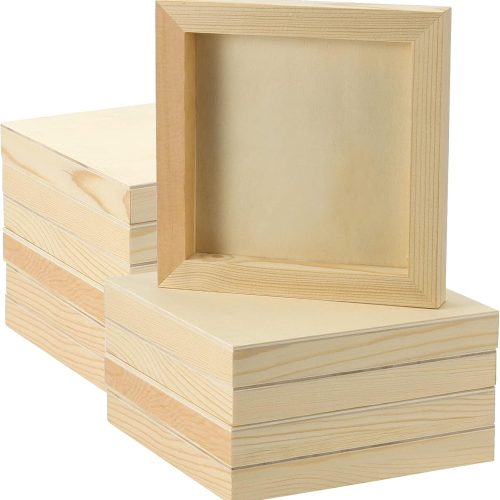 JOIKIT 20 Pack 5 x 5 Inch Wood Canvas Panels, 1cm Thick Wooden Canvas Board Unfinished Wood Cradled Painting Panel Boards, Artist Wooden Canvases for Burning, Pouring, String Art, Crafts