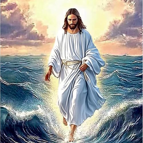 DIYDECORFUN Jesus Walk On Sea Diamond Painting Kits for Adults, 5D Jesus Christ Diamond Art Kits, Full Round Diamond Dots Painting with Numbers,Religious Christmas Beads Gem Art for Decor12x16Inches