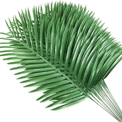 12pcs Artificial Palm Leaves Branches for Palm Sunday Faux Fake Palms Frond Plant Artificial Tropical Plants for Floral Arrangement Hawaiian Luau Jungle Beach Wedding Party (Green)