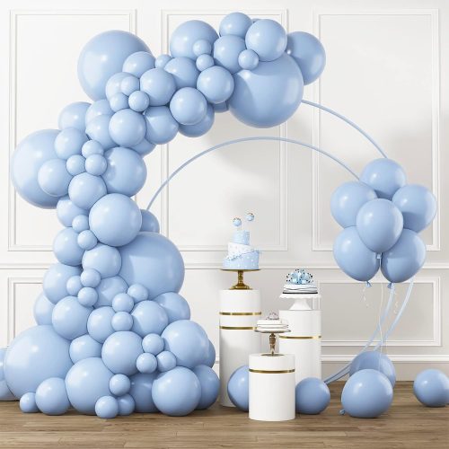 RUBFAC Pastel Blue Balloons Different Sizes 105pcs 5/10/12/18 Inch for Garland Arch, Light Blue Latex Balloons for Birthday Party, Baby Shower, Gender Reveal, Wedding, Anniversary Party Decorations