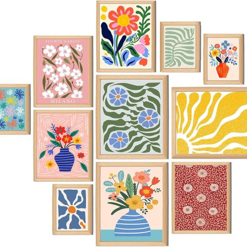 Yerliker 11 Pcs Floral Diamond Art Kits for Adult Diamond Painting Kits Flower Aesthetic Wall Crafts Aesthetic Room Decor 5D Art Set DIY Craft for Beginner Home Wall Gift 3 Size