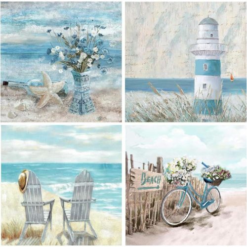 4 Pack Beach Diamond Art Kits for Adults Beginners,Full Round Drill DIY Diamond Painting Kits,Paint by Diamonds Dot Gem Art Crystal Easy,Home Wall Decor 12X12Inch