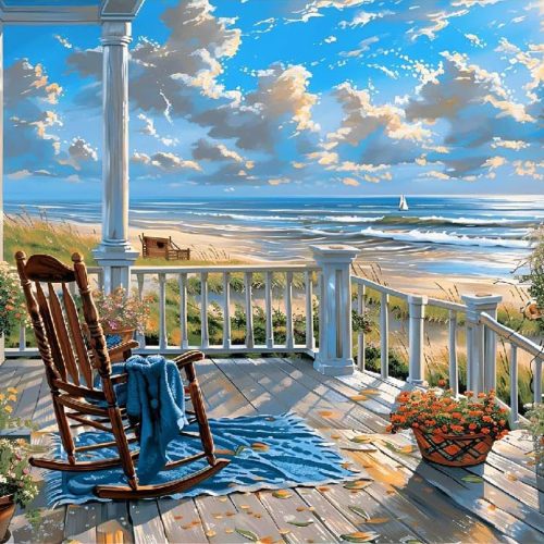 ARPADAMO Landscape Diamond Art Kits for Adults,5D Beach Diamond Painting DIY Animal Diamond Art Diamond Painting Kit for Adult,Round Full Drill Diamonds, Diamond Art Kits for Home Decor-12x16inch
