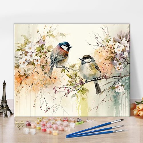 TUMOVO Adult Paint by Number Kits Bird - Watercolor Design Kids Paint by Number Kits Adults' Paint-by-Number Kits Bird Painting for Adults DIY Acrylic Paint by Number with Paintbrushes, 16"x20"