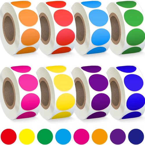 4000 PCS 3/4" Colored Dot Stickers Circle Color Coding Labels, 8 Color Style Colorful Coding Label Sticker for Office, Student Classroom(8 Rolls, 3/4 Inches)
