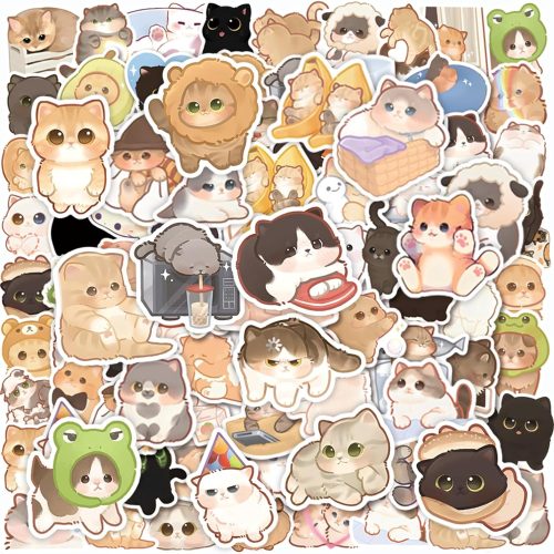 100PCS Cute Cat Stickers for Kids, Water Bottle Stickers Gift for Teen Birthday Party, Waterproof Stickers Aesthetic Vinyl Kawaii Cartoon