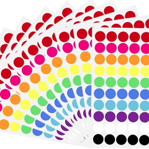 CT0605-BRT-268GT_1 700 PCS Dot Stickers 3/4 Inch Color Coding Labels Round Colored Dot Stickers, 10 Assorted Color Colorful Coding Label Circle Sticker for Toddler Office Student Classroom, 70 Labels/Sheet