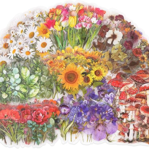 Knaid Botanical Stickers Set (320 Pieces) Pressed Flower Resin Decals Transparent Daisy Tulip Eucalyptus Leaf Mushroom Journaling Sticker for Scrapbook Card Making Junk Journal Bullet Journal Planner