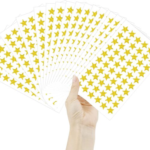 1800 PCS Gold Star Stickers, 30 Sheets Holographic Gold Star Sticker for Kids Reward, Foil Stars Stickers, Small Mini Stars Sticker for School Planner, Behavior Chart, Classroom Teacher Supplies