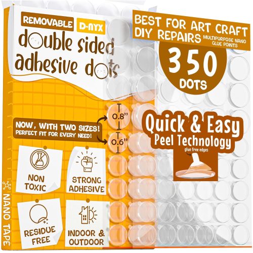 CT0605-BRT-349GT_1 Double Sided Tape Adhesive Dots Stickers 280, 350, 450, 550 or 700 Pack Removable Putty No Trace Clear Sticky Tac Blue Sticky Tack Balloon Tassels Picture Hanging Strips (350 Sticky Dots)