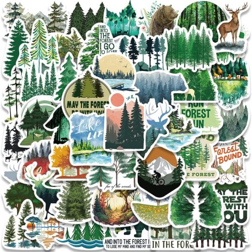 Forest Stickers, Adventure Aesthetic Outdoor Stickers Bulk, 50Pcs Waterproof Vinyl Nature Stickers for Water Bottles Laptop Scrapbook, Forest Trees Animals Stickers for Kids Teens (Forest)