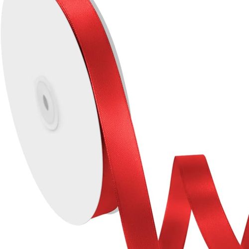 CT0605-BRT-497GT_1 5/8" Width x 100 Yards Satin Ribbon, Red Ribbon Perfect for DIY Craft, Bows, Gift Wrapping, Flower Bouquet, Valentine's Day, Christmas and Party Decoration