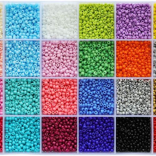 Size 8/0 Crafts Glass Seed Beads 3mm Pony Beads with Organizer Box for Jewelry Making (24 Assorted Multicolor Set, Total About 7440pcs)