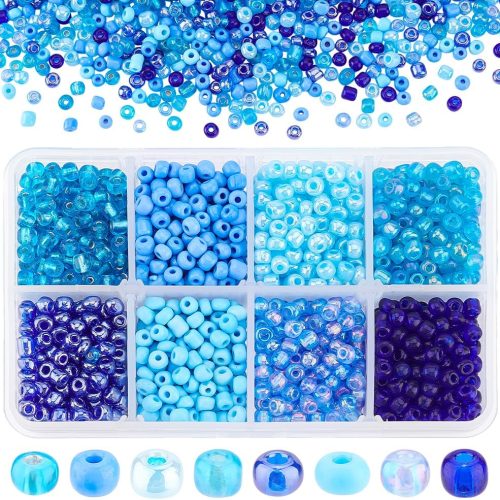 CT0611-CSZ-62GT_1 PH PandaHll 6/0 Blue Seed Beads, 1900 Pcs 4mm Seed Beads Pony Beads Blue Beads Glass Seed Beads Waist Beads 8 Colors Winter Beads Spacer Czech Beads for Bracelets Necklaces Jewelry Making