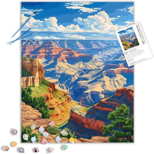 Grand Canyon National Park Paint by Number Kits for Adults Beginner, US Mountains Landscape Paint by Numbers, Nature Scenery Acrylic Painting on Canvas for Home Wall Decor(16×20inches, Unframe)