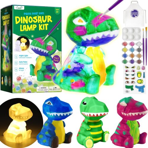 Paint Your Own Dinosaur Lamp Kit, Art Supplies Arts & Crafts Kits, Painting kit for Kids 6-12, Dinosaur Toys for Boys Girls and Kids, Toys Girls Boy Birthday Gift Ages 3 4 5 6 7 8 9 10 11 12+