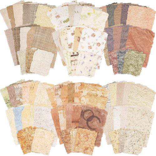 168 Sheets Scrapbook & Embossed Textured Paper Assorted Set - 6 Pack Mixed Special Papers for Scrapbooking Planner Bullet Junk Journal Supplies Collage Card Embellishment 2.4x3.2, 3.4x4.9 Inch