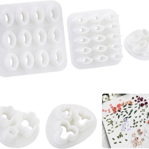 KIBBEH 5 Shapes Leaf Clay Cutters Set with Press Molds, 3D Printed Polymer Clay Tools for Earrings Making, Spring Leaf Cutters for DIY Clay Jewelry Accessories
