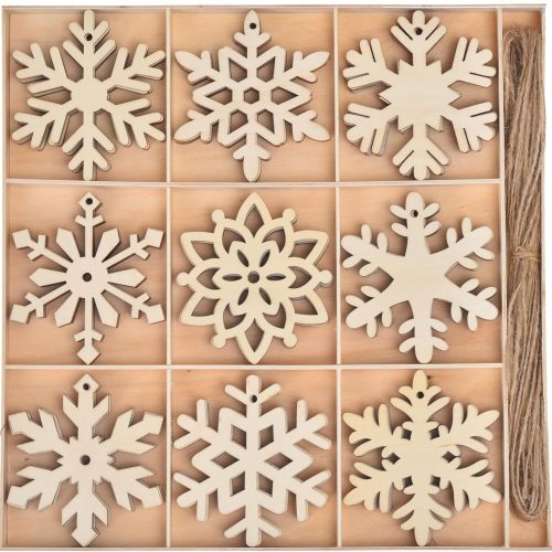 Snowflake Ornaments, 36PCs Unfinished Wooden Snowflakes Cutouts for DIY Christmas Decorations, Neutral Christmas Decor, Boho Xmas Tree Hanging Embellishments for Home Office (36 pcs)