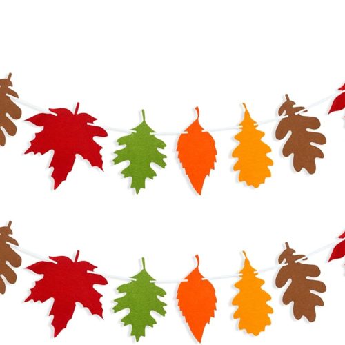 Felt Fall Maple Leaves Garland Banner for Fall Thanksgiving Mantle Decorations, Autumn Home Farmhouse Decor Maple Leaf Hanging Streamer for Wedding Birthday Party Supplies