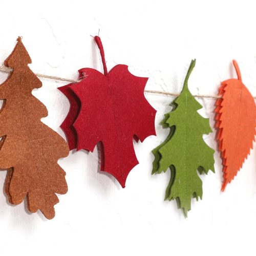Felt Fall Leaf Garland - Double Layers Felt Leaves Banner, Fall Decorations for Mantle, Thanksgiving Decorations