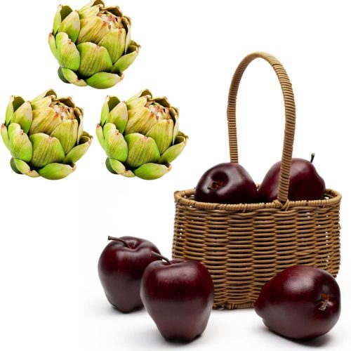 Faux Artichokes for Decoration - Artichoke Decor, Fake Fruits, Plastic Apples, Artificial Artichokes for Decoration, Red Apples, Artificial Fruit That Look Real, Frutas Artificiales Decorativas