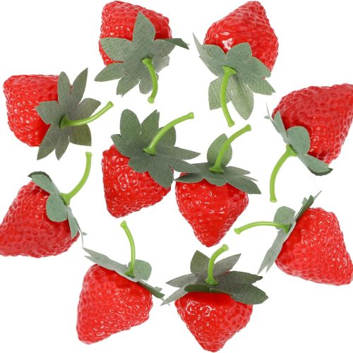 10 PCS Artificial Strawberries Fake Strawberries Plastic Lifelike Strawberry Fruits Decoration Kitchen Party Strawberry Decoration Fruit Photography Prop for Home Party Kitchen Crafts