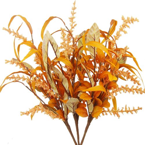 3 Pcs Artificial Fall Flowers Autumn Flowers Artificial for Decoration Fall Bouquet Maple Leaves Wheat Floral Arrangement Faux Fall Flower Branches for Thanksgiving Table Centerpieces Decor