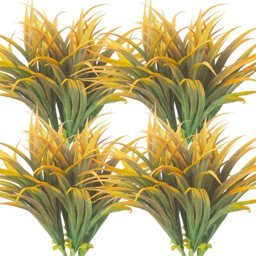 CT07019FDC176GT_1 10Pcs Artificial Fall Plants Fake Autumn Grasses UV Resistant No Fade Indoor Outdoor Decoration for Thanksgiving Table Centerpiece Christmas Wedding Party Home Garden Fireplace Décor (Fall Yellow)