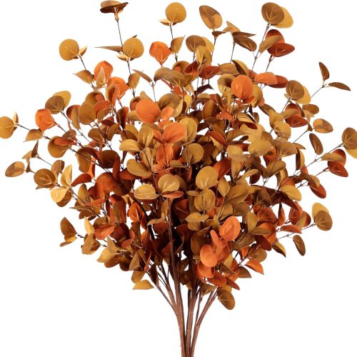 Sggvecsy 6 Pcs Artificial Eucalyptus Stems Fall Eucalyptus Leaves Autumn Leaf Branches Fall Decorations with Foam Fall Leaves for Home Floral Arrangement Autumn Festival Thanksgiving Decor