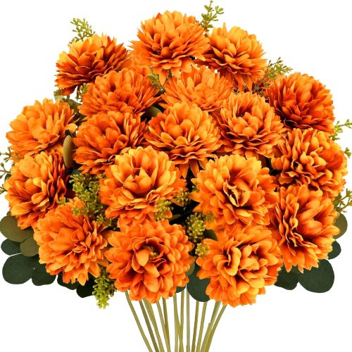 Waipfaru 4 Pcs 36 Heads Fake Mums, Fall Flowers Artificial for Decoration, Artificial Faux Mums for Outdoor Indoor Planters Home Table Fall Deco