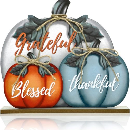 Fall Wooden Signs Autumn Pumpkin Tabletop Decoration Signs 11 Inch for Home Rustic Farmhouse Living Room Harvest Day Thanksgiving Home Decorations