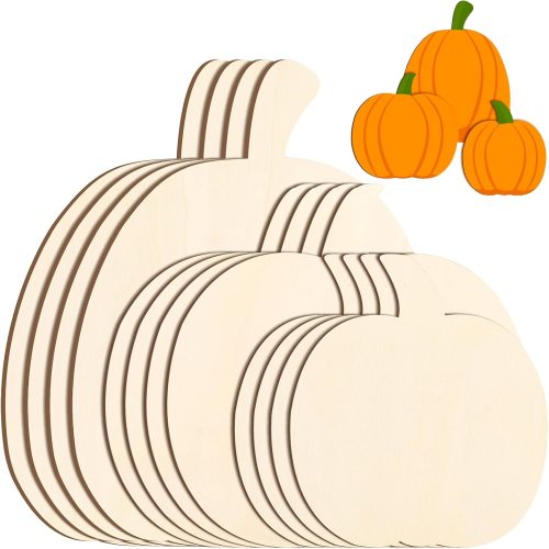 Jetec 12 Pcs Halloween Wooden Pumpkin Cutouts Large Size Fall Unfinished Decor Multiple Styles Halloween Wood Cutouts Blank Wooden Pumpkins for Crafts Paint Fall DIY Harvest Party Supplies