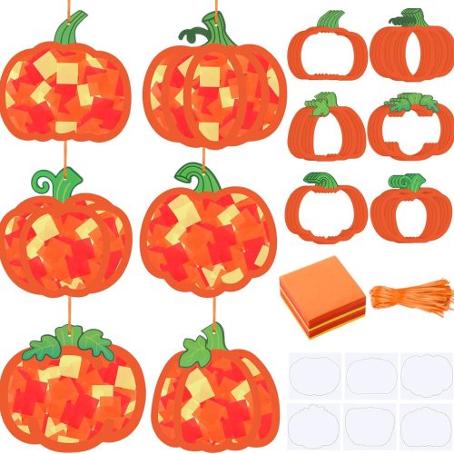 24 Sets Pumpkin Crafts Kit DIY Tissue Paper Sign Crafts for Back to School Fall Harvest Thanksgiving Religious Christian Party Fun Home Actives