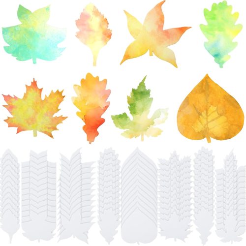 80 Pcs Fall Theme Color Diffusing Leaves 10 Inches Autumn DIY Maple Leaves Shape Color Diffusing Paper for Fall Classroom Art Projects Writing DIY Greeting Cards Party Favors