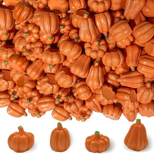 100Pcs Mini Pumpkins for Crafts, Resin Small Pumpkin Decor, Decorative Miniature Pumpkin, Fake Tiny Orange Pumpkins for Decorating in Bulk for Vase Filler, Fall, Thanksgiving, Halloween