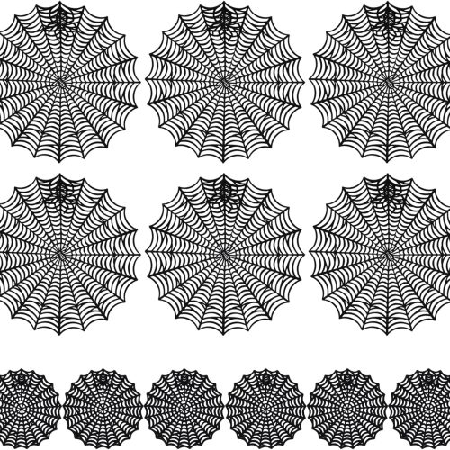 12Pcs Halloween Spider Web Placemats, 15" Heat Insulation Spider Web Table Mat, Durable Non-Slip Hollow Out Coasters, Ideal for Family Festival Party Home Dining Table Decorations