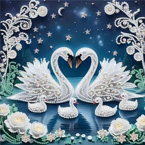 5D Diamond Art Kits for Adults,Swans Special Shape Diamond Painting Kits for Beginners,DIY Crystal Paint by Diamonds Dots Gem Art Craft for Home Decor 11.8x11.8 Inch