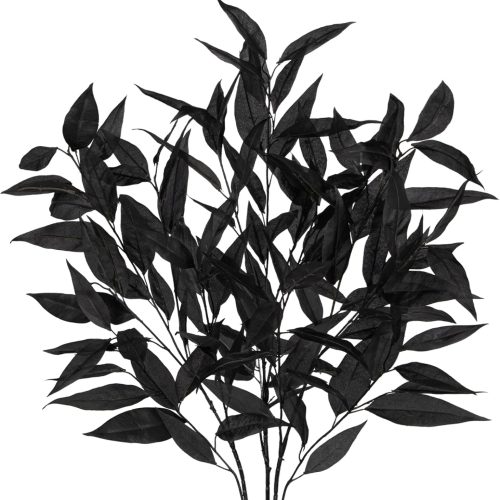 DILATATA 32 inch Black Artificial Eucalyptus Spray Fall Eucalyptus Leaves Autumn Leaf Branches Faux Fall Stems for Floral Arrangement Autumn Festival Thanksgiving Decor