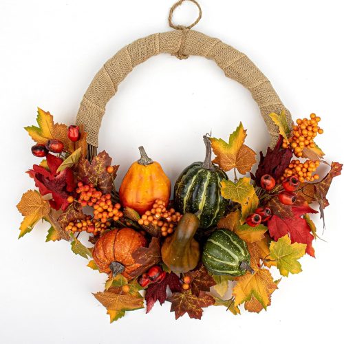 Fall Wreaths for Front Door 20 Inch Autumn Wreath Artificial Thanksgiving Wreath with Pumpkins Berries and Leaves for Farmhouse Indoor Outdoor Window Wall Door