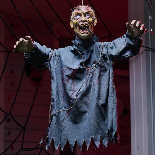 CT0804ZRA1242GT_1 JOYIN 30” Halloween Decoration Outdoor Hanging Zombie, Plastic Creepy Ghost with Web for Haunted House Prop, Party Supplies Decor