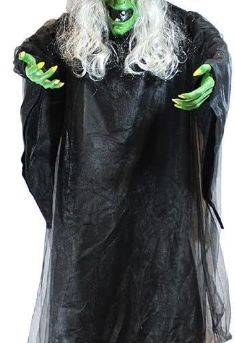 JOYIN 74" Hanging Witch Halloween Decorations Outdoor, Talking Flying Ghost Decor Haunted House Party Supplies Props Light Up Eyes Lawn Yard Garden Door Life Size Sound Activated