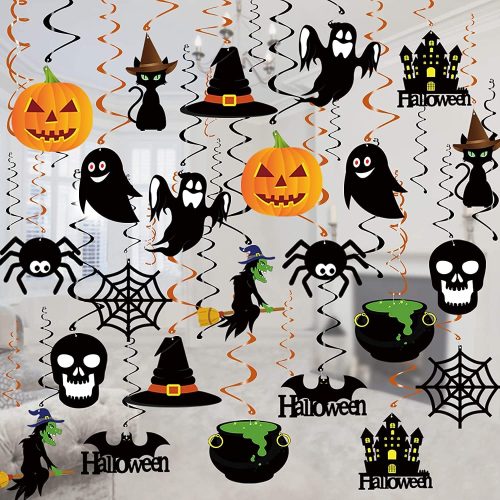 Tifeson Halloween Decorations Hanging Swirl - 36 PCS Hanging Halloween Ceiling Streamers - Large Size Ghost Pumpkin Witches Swirls for Home Indoor Outdoor Party Office Decor Supplies