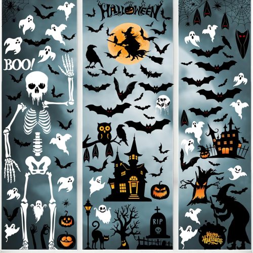 Halloween Window Clings, Halloween Window Stickers Decorations, Double-Side Removable Decals for Party Décor