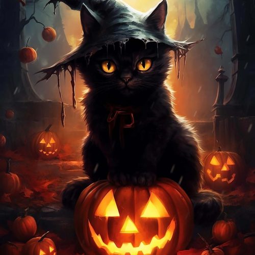 SKRYUIE 5D Diamond Art Kits for Adult Halloween Full Round Drill, DIY Diamond Painting Crystal Embroidery Cross Craft Stitch Art Wall Office Decoration 12x16 inch / 30x40 cm