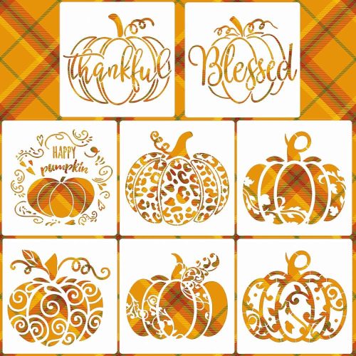 Fall Pumpkin Stencils 8” Fall Stencils Reusable Pumpkin Stencil for Painting on Wood T-Shirts Decor