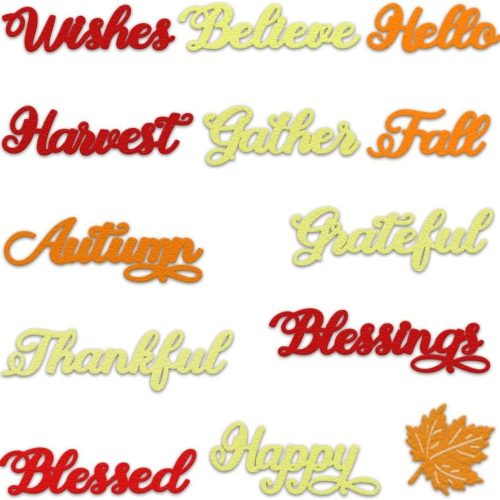 Fall Thanksgiving Words Cutting Dies for Card Making and Photo Album Decorations, Autumn Grateful Letters Die Cuts Thankful Fall Leaf Dies Stencils Embossing Template for DIY Scrapbooking Craft