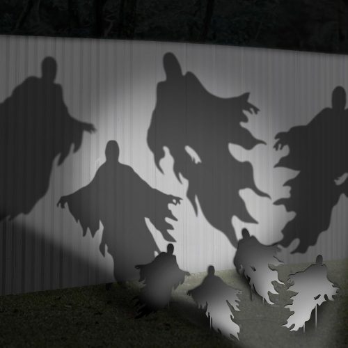Ohjijinn 4Pack Halloween Ghost Yard Signs with Stakes Scary Silhouette Outside Halloween Decorations Outdoor Lawn Garden Graveyard Decorations