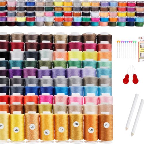184 Pcs 80 Color Thread for Sewing Machine, 500 Yard Sewing Machine Thread & Prewound Bobbins Size A, Sewing Threads for Sewing Machine Hand DIY Beginners, Stitching, Home